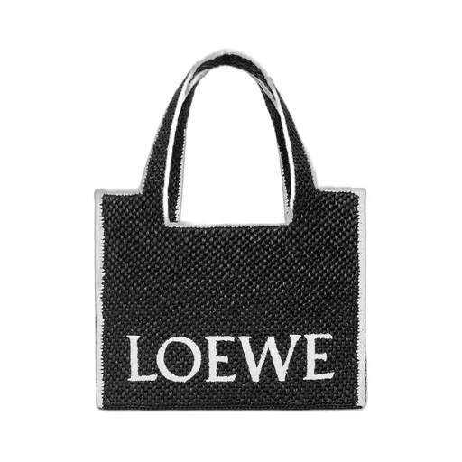 Large LOEWE Font Tote in raffia
