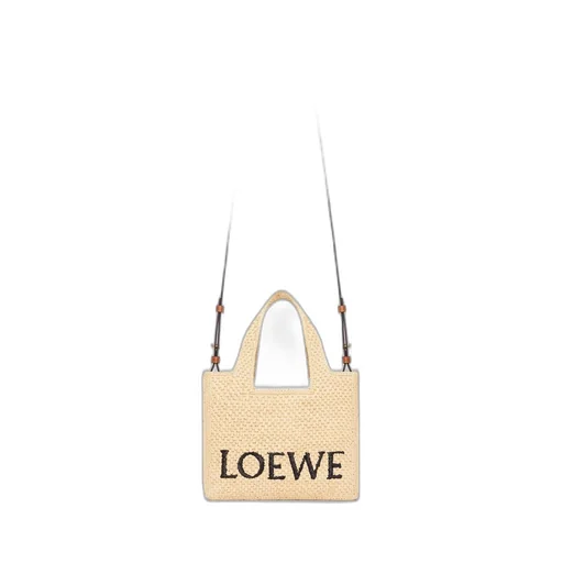 Small LOEWE Font tote in raffia