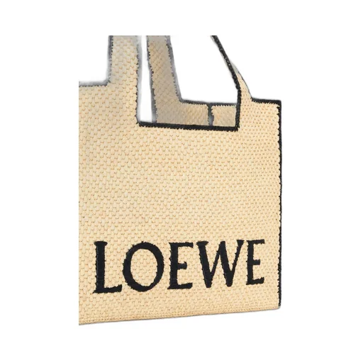 Large LOEWE Font tote in raffia