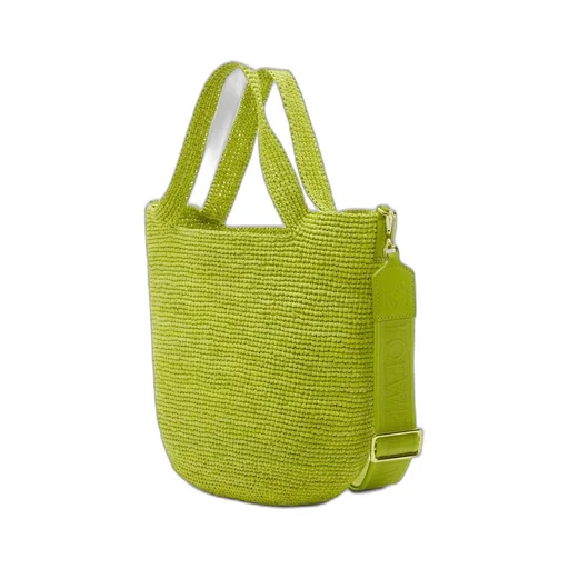 Mini Slit bag in raffia and calfskin