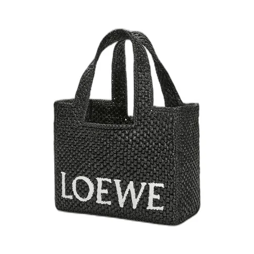 Small LOEWE Font Tote in raffia