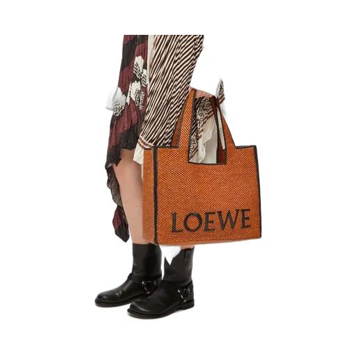 Large LOEWE Font Tote in raffia