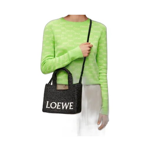 Small LOEWE Font Tote in raffia