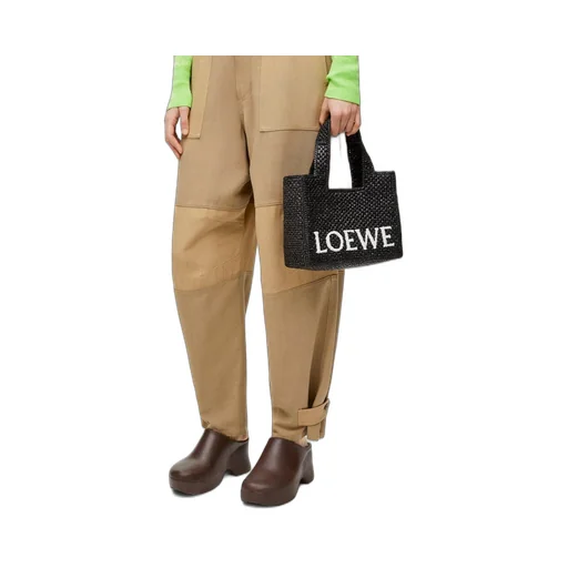 Small LOEWE Font Tote in raffia