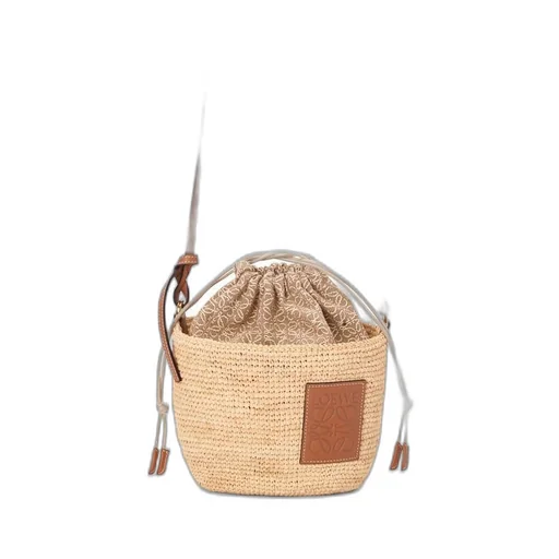 Pochette bag in raffia and calfskin