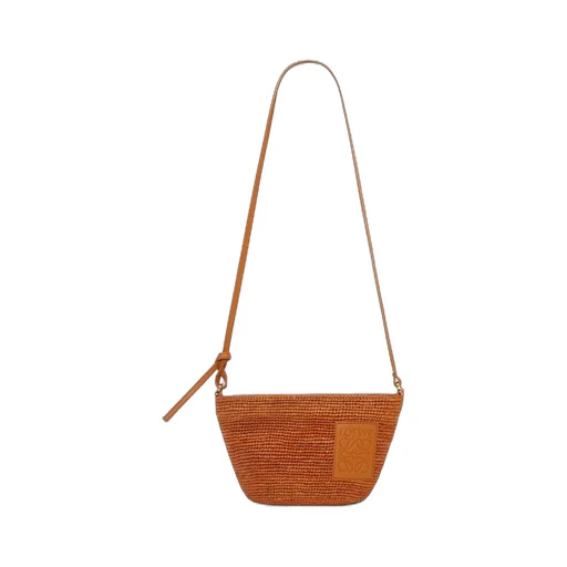 Slit Pochette bag in raffia and calfskin