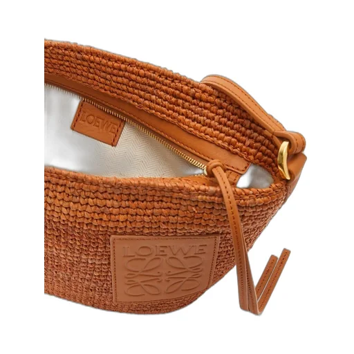 Slit Pochette bag in raffia and calfskin