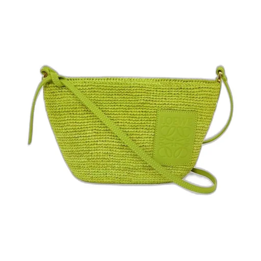 Slit Pochette bag in raffia and calfskin