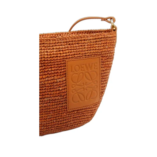 Slit Pochette bag in raffia and calfskin