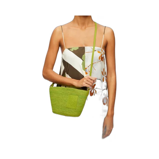 Slit Pochette bag in raffia and calfskin