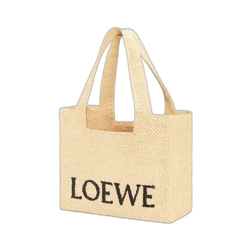 Medium LOEWE Font tote in raffia