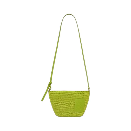 Slit Pochette bag in raffia and calfskin