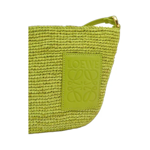 Slit Pochette bag in raffia and calfskin