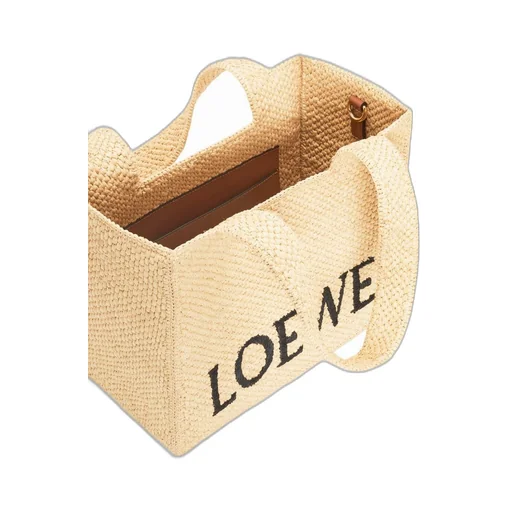 Medium LOEWE Font tote in raffia