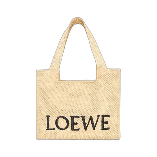 Medium LOEWE Font tote in raffia
