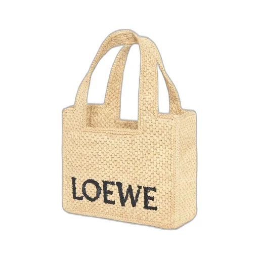 Mini LOEWE Font tote in raffia