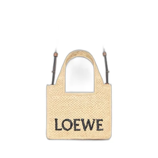 Mini LOEWE Font tote in raffia