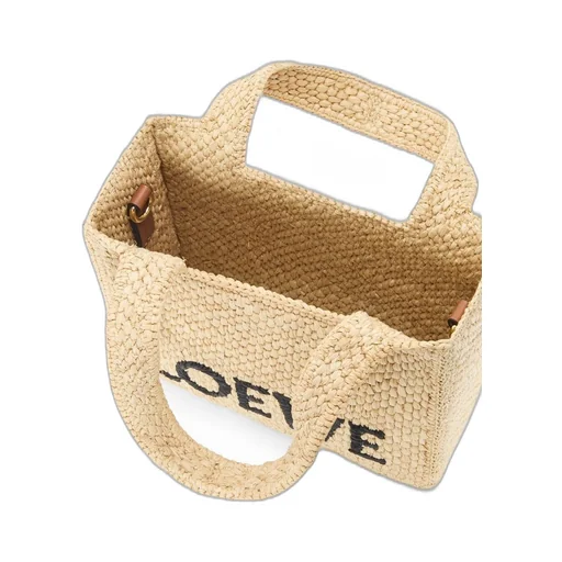 Mini LOEWE Font tote in raffia