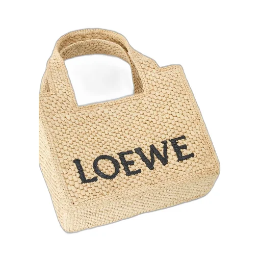 Mini LOEWE Font tote in raffia