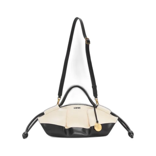 Small Paseo bag in shiny nappa calfskin and canvas