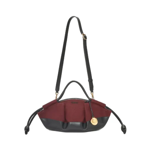 Small Paseo bag in shiny nappa calfskin and canvas