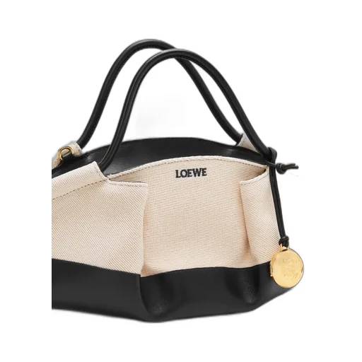 Small Paseo bag in shiny nappa calfskin and canvas
