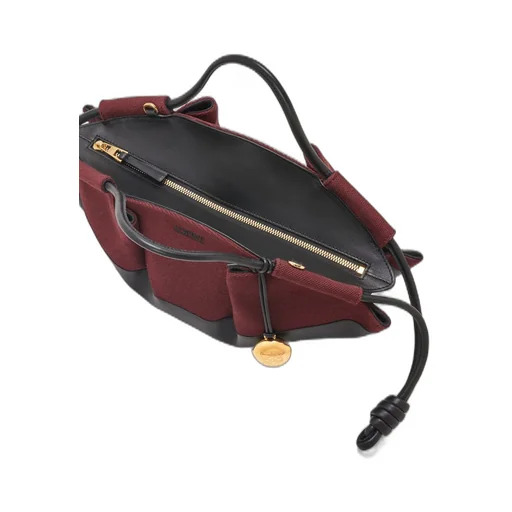 Small Paseo bag in shiny nappa calfskin and canvas