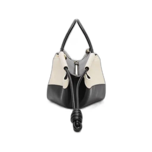Small Paseo bag in shiny nappa calfskin and canvas