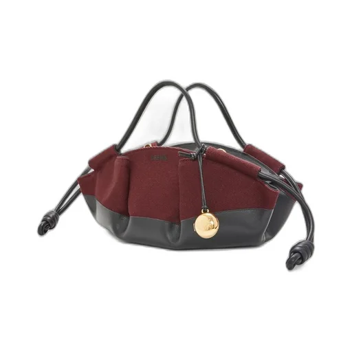 Small Paseo bag in shiny nappa calfskin and canvas