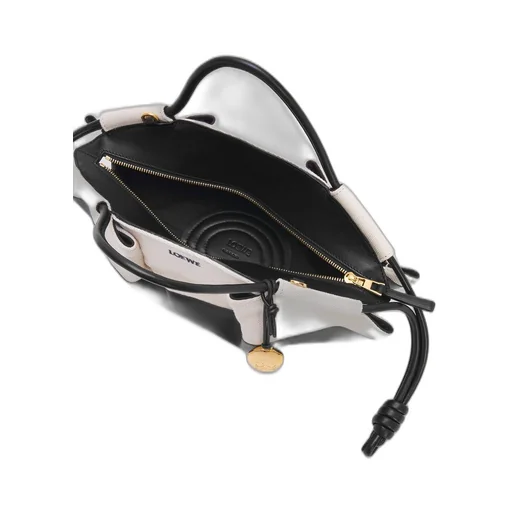 Small Paseo bag in shiny nappa calfskin and canvas