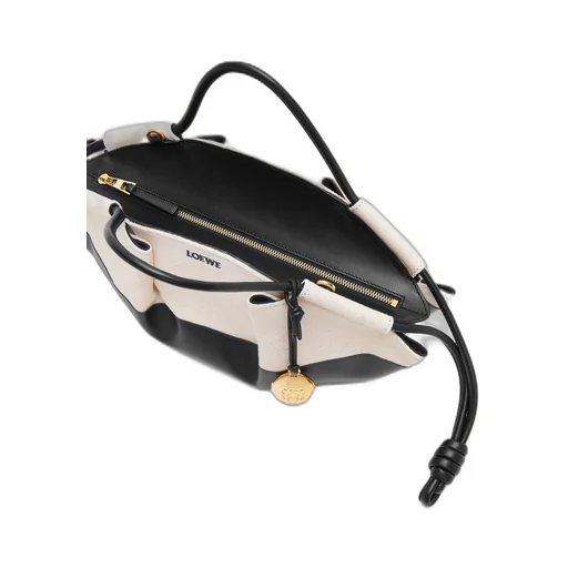 Small Paseo bag in shiny nappa calfskin and canvas