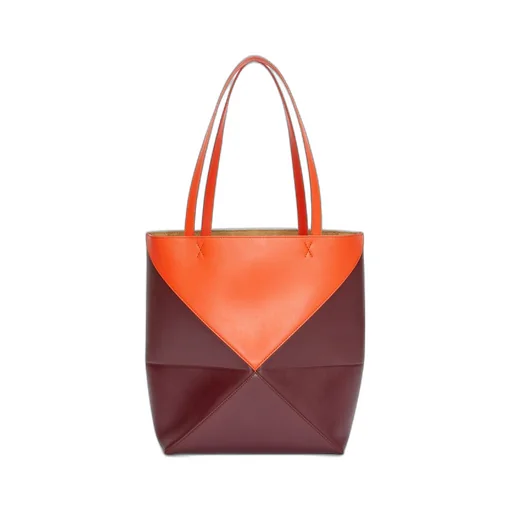 Puzzle Fold Tote in shiny calfskin