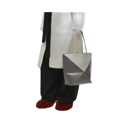 Puzzle Fold Tote in shiny calfskin