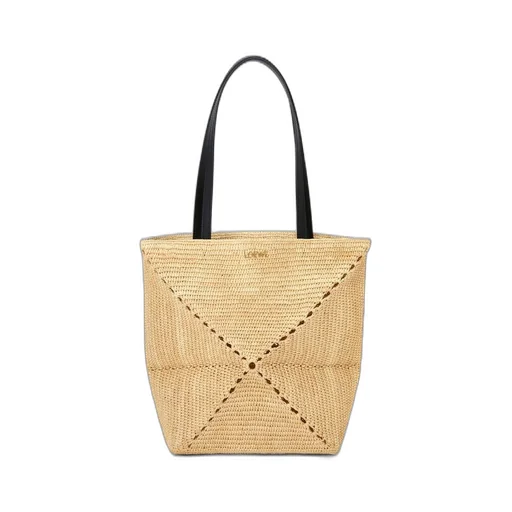 Puzzle Fold Tote in raffia
