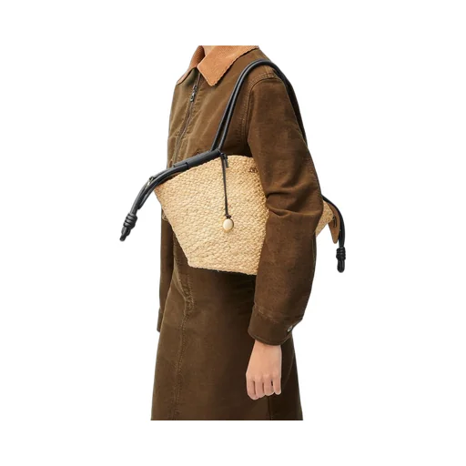 Small Paseo basket in raffia and nappa calfskin