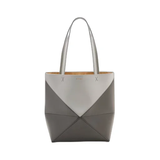 Puzzle Fold Tote in shiny calfskin