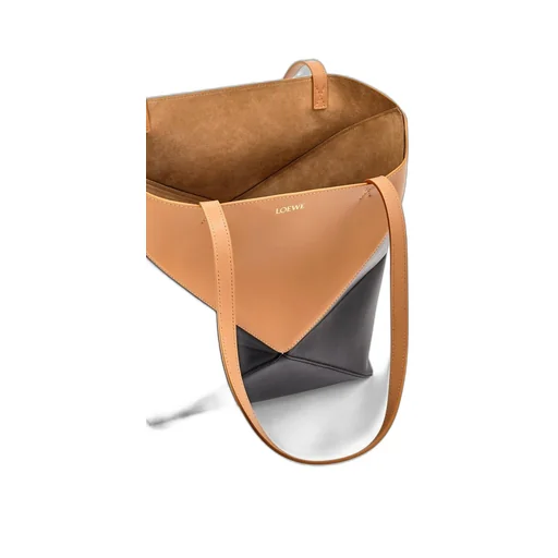 Puzzle Fold Tote in shiny calfskin