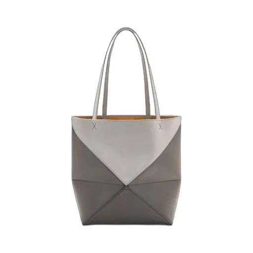 Puzzle Fold Tote in shiny calfskin