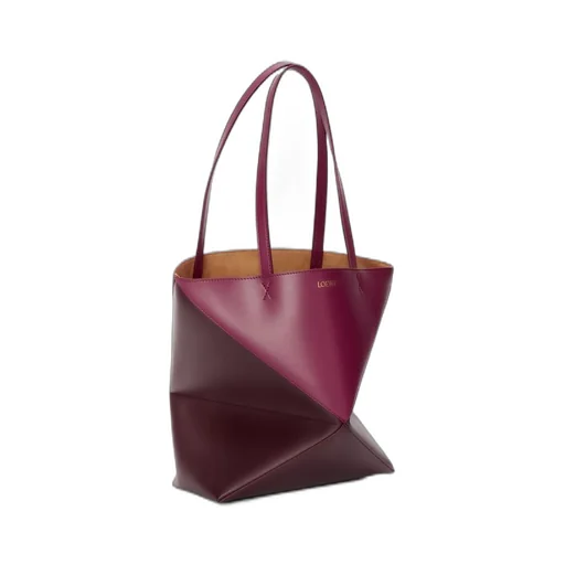 Puzzle Fold Tote in shiny calfskin