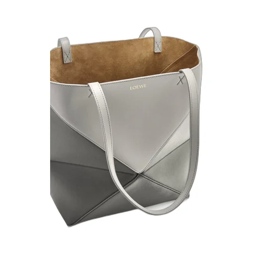 Puzzle Fold Tote in shiny calfskin