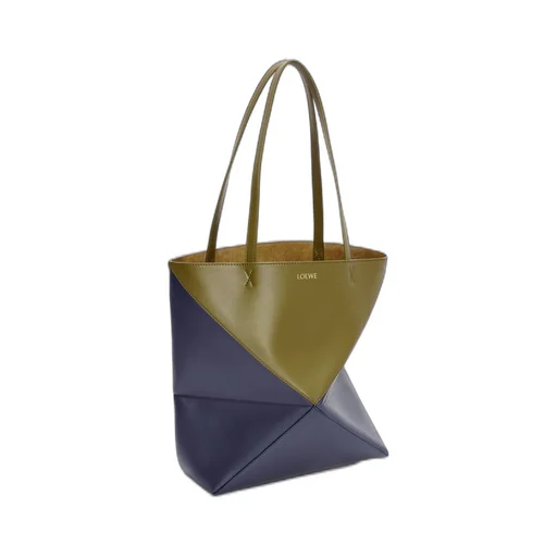 Puzzle Fold Tote in shiny calfskin