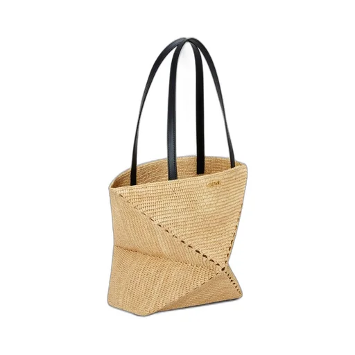 Puzzle Fold Tote in raffia