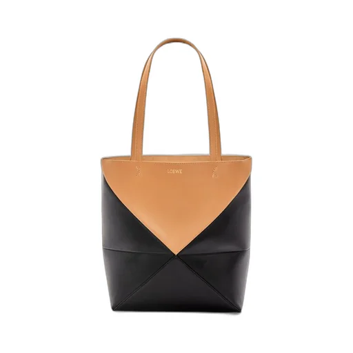 Puzzle Fold Tote in shiny calfskin