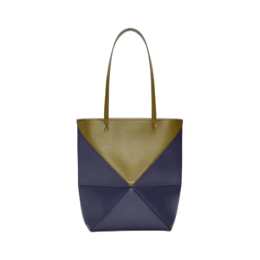 Puzzle Fold Tote in shiny calfskin