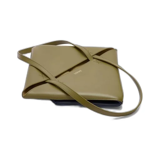 Puzzle Fold Tote in shiny calfskin