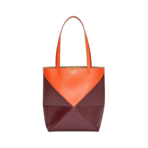 Puzzle Fold Tote in shiny calfskin