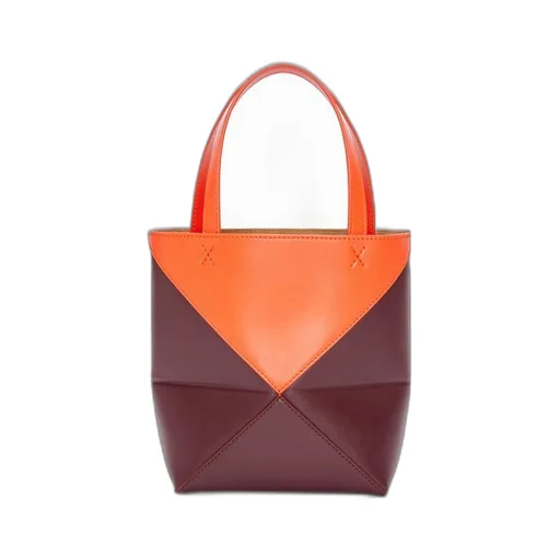 Mini Puzzle Fold Tote in shiny calfskin
