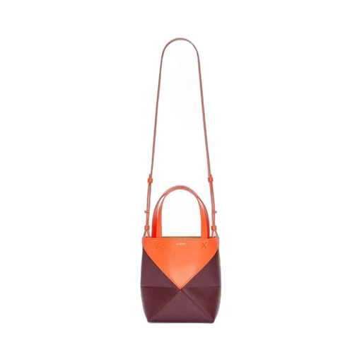 Mini Puzzle Fold Tote in shiny calfskin