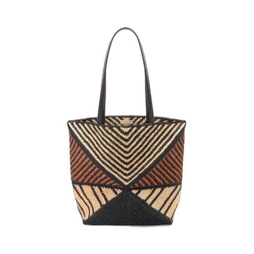 Puzzle Fold Tote in raffia