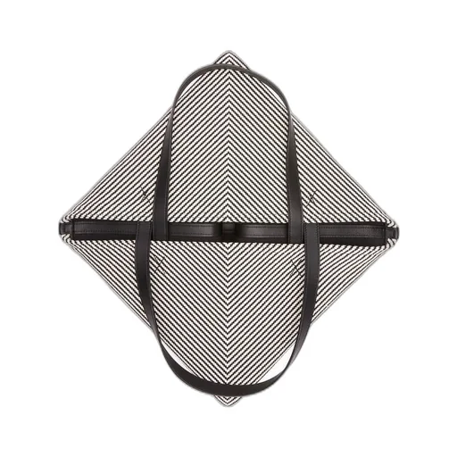 XL Puzzle Fold tote in canvas jacquard and calfskin